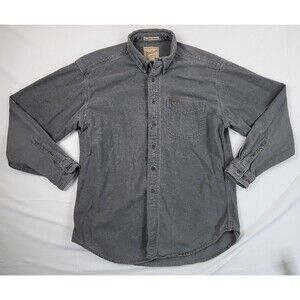 Woolrich Sportsman Chamois Shirt Mens Size Lg Gray Flannel Button Down Outdoor